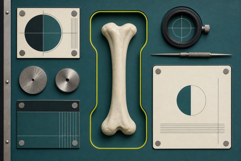 A bone form fitted precisely into a petrol teal recess, outlined in amber.